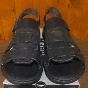 NIB Bonafini Black Open Toe Sandals with Velcro Closure